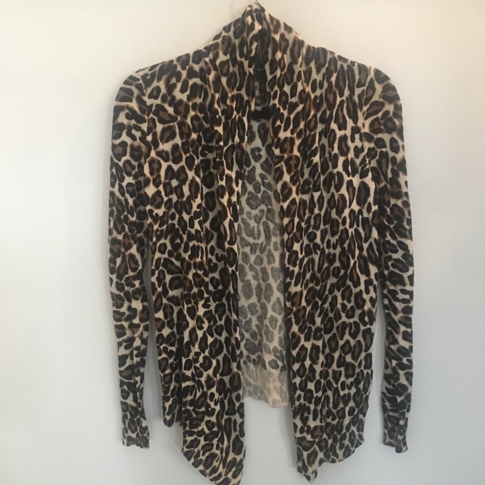 INC leopard print open cardigan size small